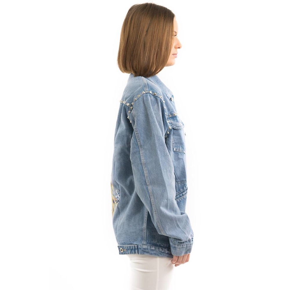Denim Embroidered Studded Jacket - Picture 5 of 7